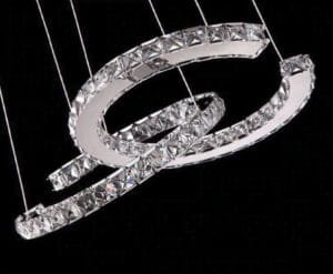 Lampadario di cristallo a sospensione due mezzelune incrociate led - immagine 3